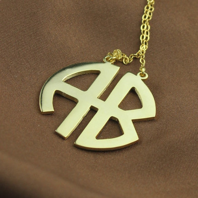 Two Initial Block Monogram Pendant 18ct Gold Plated - Name My Jewellery