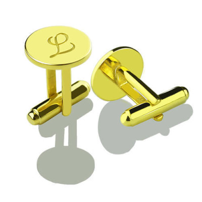 Custom Script Initial Cufflinks for Men 18ct Gold Plated - Name My Jewellery