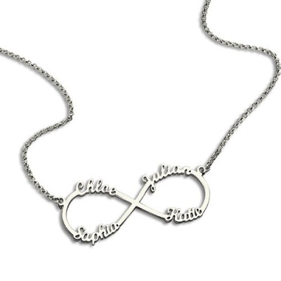 Sterling Silver Infinity Symbol Necklace 4 Names - Name My Jewellery