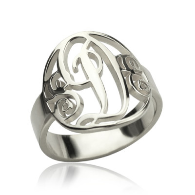 Personalised Rings Monogram Initial Sterling Silver - Name My Jewellery