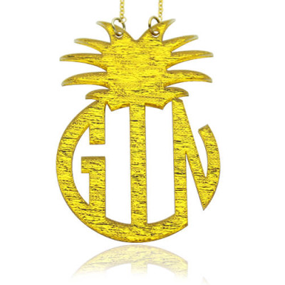 Personalised Acrylic Block Monogram Pineapple Necklace - Name My Jewellery