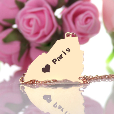 South Carolina State Shaped Necklaces With Heart  Name Rose Gold - Name My Jewellery