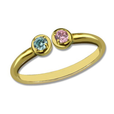 Dual Birthstone Ring 18ct Gold Plated  - Name My Jewellery
