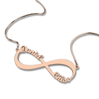 18ct Rose Gold Plated Double Name Infinity Necklace - Name My Jewellery
