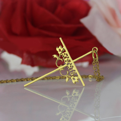 Gold Plated 952 Silver Cross Name Necklaces with Rose - Name My Jewellery