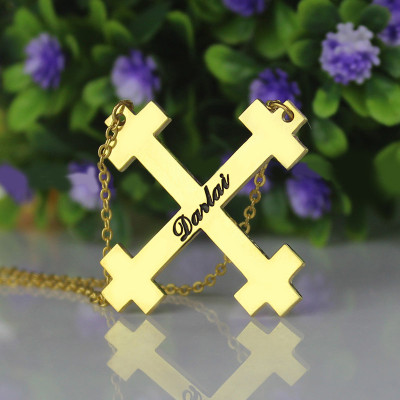 Gold Plated Silver Julian Cross Name Necklaces Troubadour Cross - Name My Jewellery