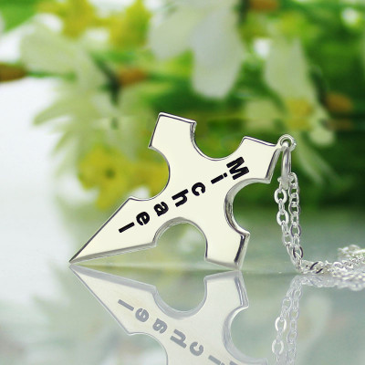 Silver Conical Shape Cross Name Necklace - Name My Jewellery