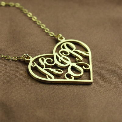 Solid Gold Initial Monogram Personalised Heart Necklace - Name My Jewellery