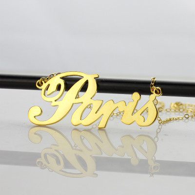 Paris Hilton Style Name Necklace 18ct Solid Gold - Name My Jewellery