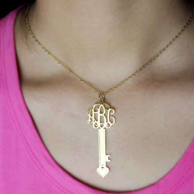 18ct Gold Plated Key Monogram Initial Necklace - Name My Jewellery