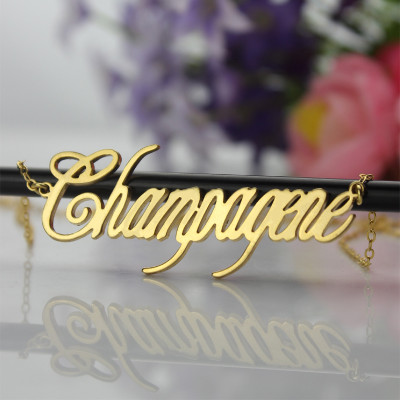 Solid Gold Personalised Champagne Font Name Necklace - Name My Jewellery