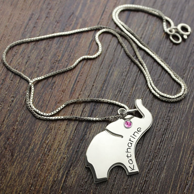 Good Luck Gifts - Elephant Necklace Engraved Name - Name My Jewellery