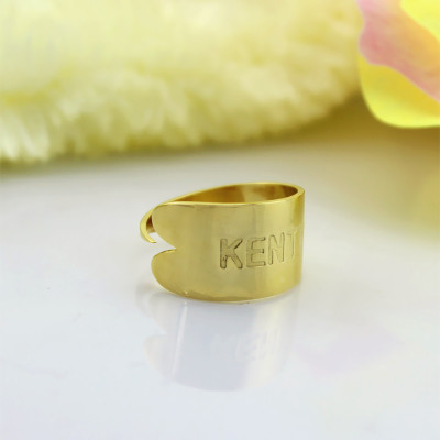 18ct Gold Plated Name Engraved Cuff Rings - Name My Jewellery