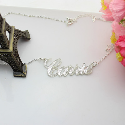 Carrie Silver Glitter Acrylic Name Necklack - Name My Jewellery