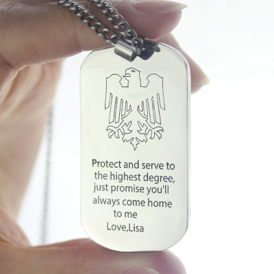Man's Dog Tag Eagle Name Necklace - Name My Jewellery