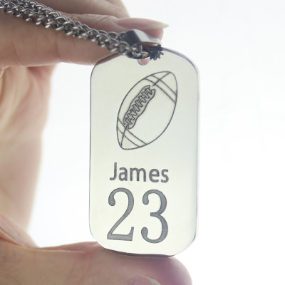 Man's Dog Tag Rugby Name Necklace - Name My Jewellery