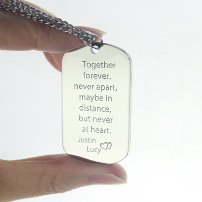 Man's Dog Tag Love Theme Name Necklace - Name My Jewellery