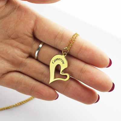 Double Name Heart Friend Necklace Couple Necklace Set 18ct Gold Plated - Name My Jewellery