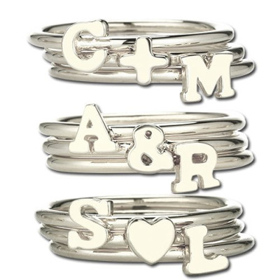Stackable Midi Initial Ring Sterling Silver - Name My Jewellery