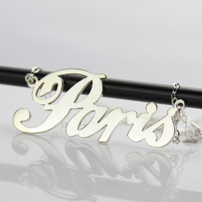 Paris Hilton Style Name Necklace 18ct Solid White Gold Plated - Name My Jewellery