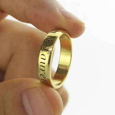 Engraved Promise Name Ring 18ct Gold Plated - Name My Jewellery