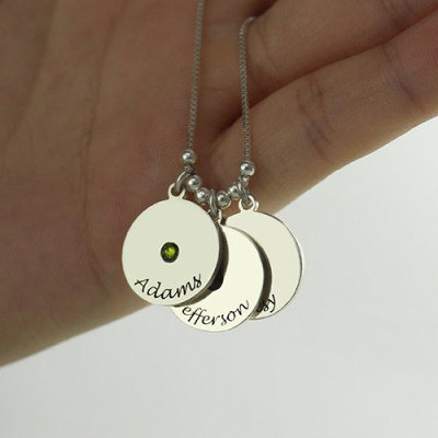 Mother's Disc and Birthstone Charm Necklace  - Name My Jewellery