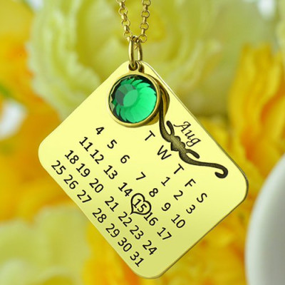 Birth Day Gifts - Birthday Calendar Necklace 18ct Gold Plated - Name My Jewellery
