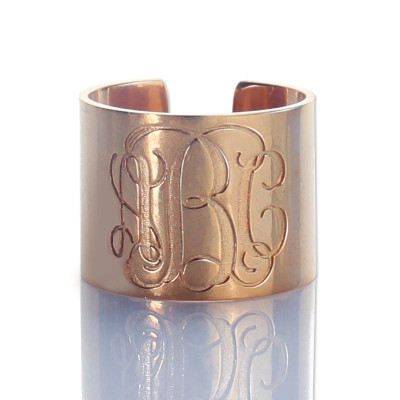 Engraved Monogram Cuff Ring Rose Gold - Name My Jewellery