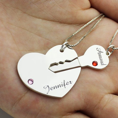 Key to My Heart Name Pendant Set For Couple - Name My Jewellery
