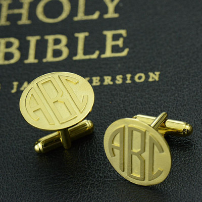 Cool Mens Cufflinks with Monogram Initial 18ct Gold Plated - Name My Jewellery