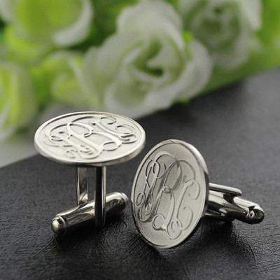 Engraved Cufflinks with Monogram Sterling Silver - Name My Jewellery