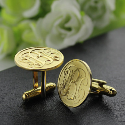 Engraved Cufflinks with Monogram 18ct Gold Plated - Name My Jewellery