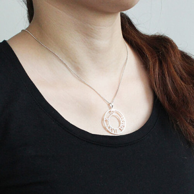 Circle Roman Numeral Disc Necklace Sterling Silver - Name My Jewellery