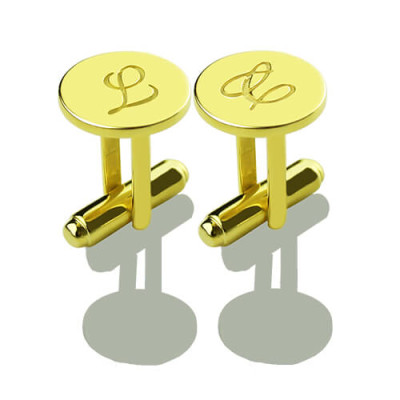Custom Script Initial Cufflinks for Men 18ct Gold Plated - Name My Jewellery