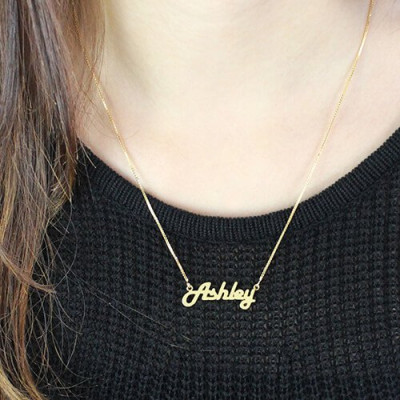 Retro Stylish Name Necklace 18ct Gold Plated - Name My Jewellery