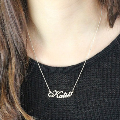Personalised Nameplate Necklace Carrie Stering Silver - Name My Jewellery