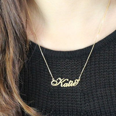 Personalised Necklace Nameplate Carrie in 18ct Gold Plated - Name My Jewellery