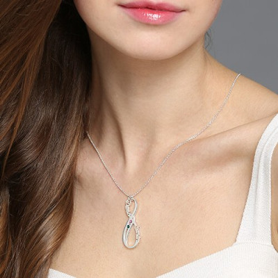 Birthstone Infinity Eternity Necklace Double Name  - Name My Jewellery