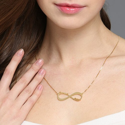 18ct Gold Plated Infinity Necklace Double Name - Name My Jewellery