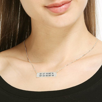 Custom Silver Latitude Longitude Coordinates Address Necklace - Name My Jewellery