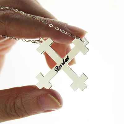 Silver Julian Cross Name Necklaces Troubadour Cross Jewellery - Name My Jewellery