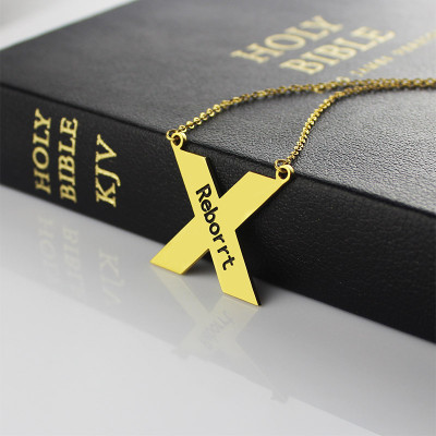 Personalised 18ct Gold Plated Silver St. Andrew Name Cross Necklace - Name My Jewellery