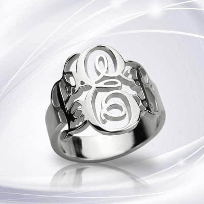 Personalised Fancy Monogram Ring Sterling Silver - Name My Jewellery