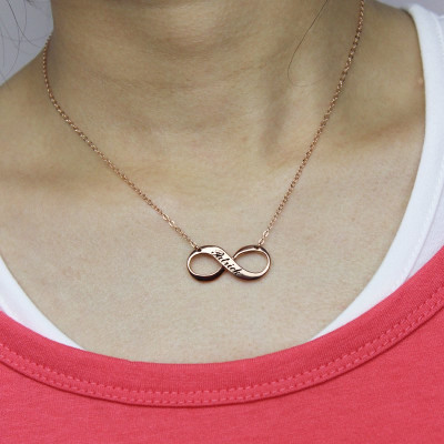 18ct Rose Gold Plated Engraved Infinity Necklace - Name My Jewellery