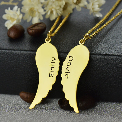 Matching Angel Wings Necklaces Set for Couple 18ct Gold plated - Name My Jewellery