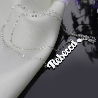 Personalised 18ct White Gold Plated Puff Font Name Necklace - Name My Jewellery