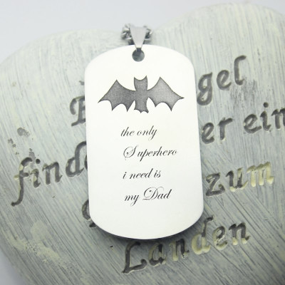 Man's Dog Tag Bat Name Necklace - Name My Jewellery