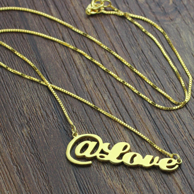 Twitter At Symbol Name Necklace 18ct Gold Plated - Name My Jewellery