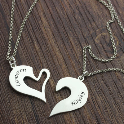 Personalised Breakable Heart Name Necklace for Couples Silver - Name My Jewellery