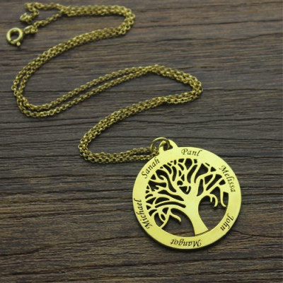 Tree of Life Jewellery Family Name Necklace in 18ct Gold Plated - Name My Jewellery